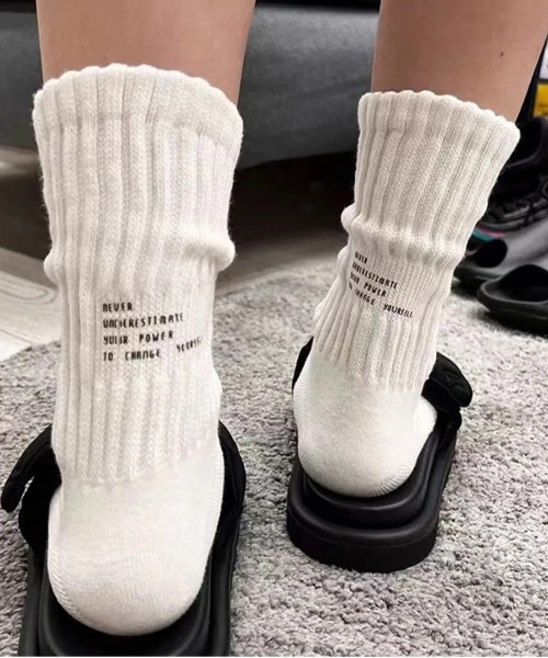 ammy.(エイミードット)の「【 ammy. / エイミードット 】 プリント リブ ソックス(ソックス/靴下・レディース・ベージュ/オフホワイト/ブラック/チャコール/カーキ・FREE)」の6枚目の写真