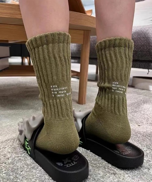 ammy.(エイミードット)の「【 ammy. / エイミードット 】 プリント リブ ソックス(ソックス/靴下・レディース・ベージュ/オフホワイト/ブラック/チャコール/カーキ・FREE)」の8枚目の写真