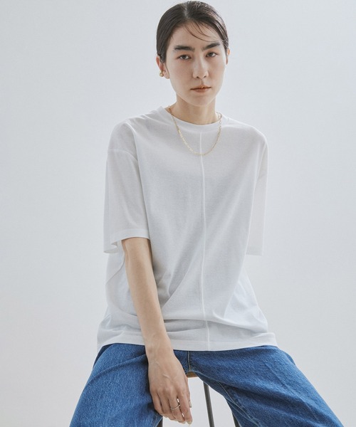 SALON adam et rope'(サロン アダム エ ロペ)の「【WEB限定】【接触冷感・吸水速乾】バックスリットシアーTシャツ(Tシャツ/カットソー・レディース・ブラック/オフホワイト/ライトグリーン・FREE)」の15枚目の写真