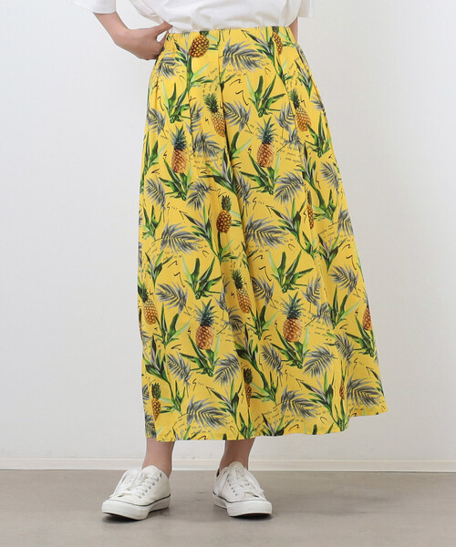 Purple&Yellow(パープルアンドイエロー)の「レーヨン アロハギャザースカート(スカート・レディース・イエロー/ブラック・FREE)」の2枚目の写真