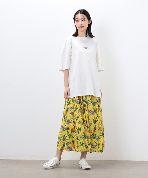 Purple&Yellow(パープルアンドイエロー)の「レーヨン アロハギャザースカート(スカート・レディース・イエロー/ブラック・FREE)」の10枚目の写真