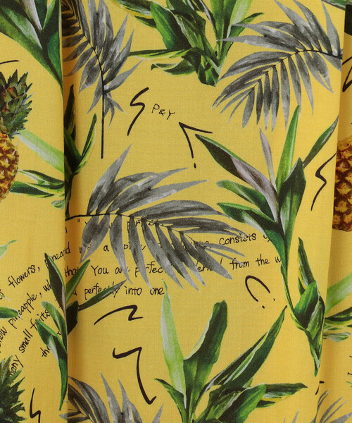 Purple&Yellow(パープルアンドイエロー)の「レーヨン アロハギャザースカート(スカート・レディース・イエロー/ブラック・FREE)」の7枚目の写真