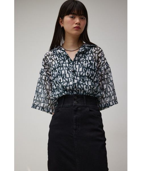 AZUL by moussy（アズールバイマウジー）の「OPENWORK ALOHA PATTERN SHIRT/オープンワークアロハパターンシャツ（シャツ/ブラウス・メンズ・ブラック系その他/ブルー系その他3・FREE）」の2枚目の写真