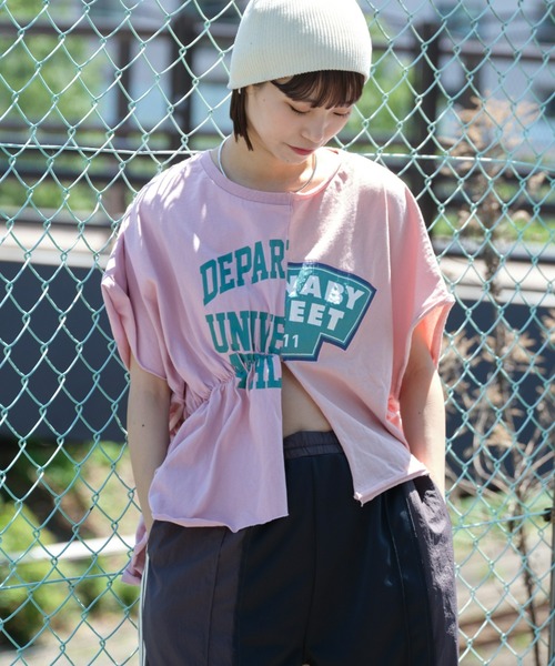 tシャツ 「etsinta/エシンタ」リメイク切替カレッジオーバTEE レディース メンズ etsinta/エシンタ】リメイク切替カレッジオーバTEE | CIAOPANIC