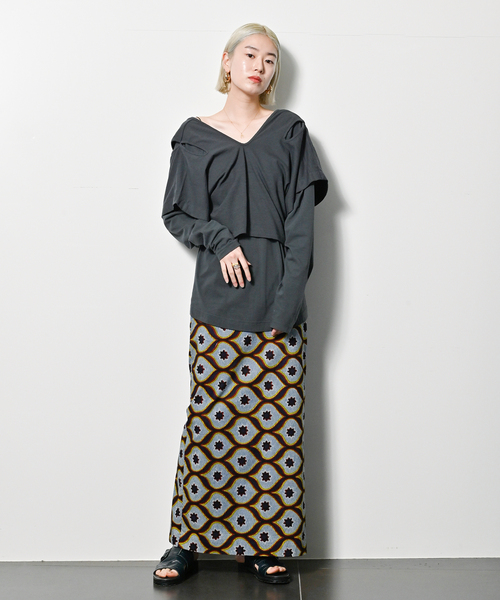 R JUBILEE（アールジュビリー）の「【R JUBILEE/アール ジュビリー】LAYERED TEE：カットソー（Tシャツ/カットソー・レディース・チャコールグレー・FREE）」の3枚目の写真