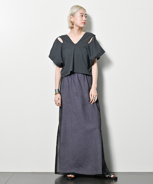 R JUBILEE（アールジュビリー）の「【R JUBILEE/アール ジュビリー】LAYERED TEE：カットソー（Tシャツ/カットソー・レディース・チャコールグレー・FREE）」の5枚目の写真