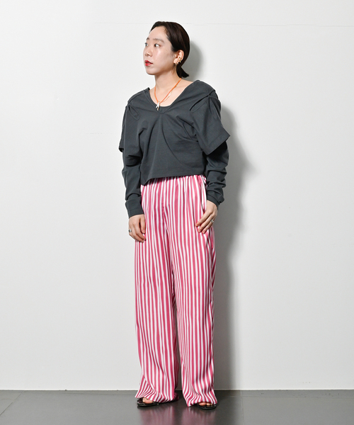 R JUBILEE（アールジュビリー）の「【R JUBILEE/アール ジュビリー】LAYERED TEE：カットソー（Tシャツ/カットソー・レディース・チャコールグレー・FREE）」の6枚目の写真