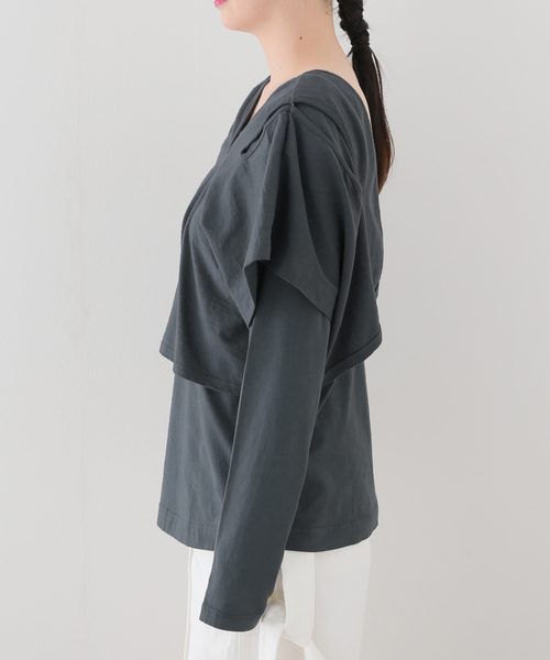 R JUBILEE（アールジュビリー）の「【R JUBILEE/アール ジュビリー】LAYERED TEE：カットソー（Tシャツ/カットソー・レディース・チャコールグレー・FREE）」の9枚目の写真