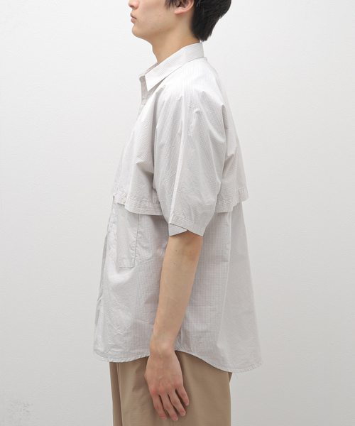 BAMBOO SHOOTS（バンブーシュート）の「【BAMBOO SHOOTS / バンブーシュート】S/S VENTILATION SHIRT-CHEC（シャツ/ブラウス・メンズ・グレー・MEDIUM/LARGE）」の4枚目の写真