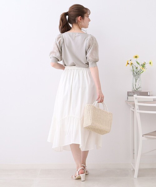 couture brooch（クチュールブローチ）の「◆【ふんわりシアーなパフ袖で華奢見え。】オーガンレース袖ニット（ニット/セーター・レディース・ライトグレー/アイボリー/ブラック・38/42）」の21枚目の写真