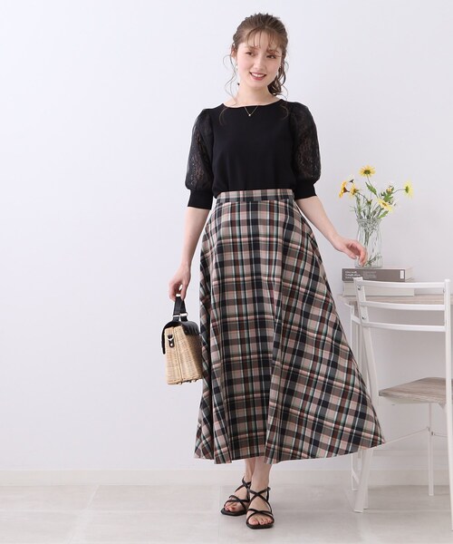 couture brooch（クチュールブローチ）の「◆【ふんわりシアーなパフ袖で華奢見え。】オーガンレース袖ニット（ニット/セーター・レディース・ライトグレー/アイボリー/ブラック・38/42）」の22枚目の写真