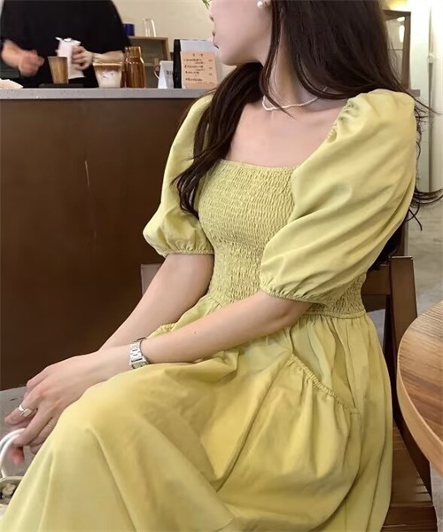 FREE STYLISTS(フリー スタイリスト)の「オフショル スクエアネックシャーリング2WAY ワンピース(ワンピース・レディース・黄緑系/ブルー・FREE)」の12枚目の写真