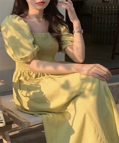 FREE STYLISTS(フリー スタイリスト)の「オフショル スクエアネックシャーリング2WAY ワンピース(ワンピース・レディース・黄緑系/ブルー・FREE)」の11枚目の写真