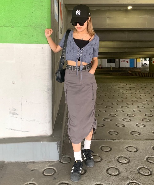 SHAGGIE（シャギー）の「3WAYダメージ加工レースアップニット（ニット/セーター・レディース・ブラック/ナチュラル/ネイビー・FREE）」の22枚目の写真