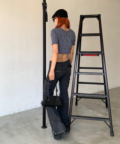 SHAGGIE（シャギー）の「3WAYダメージ加工レースアップニット（ニット/セーター・レディース・ブラック/ナチュラル/ネイビー・FREE）」の20枚目の写真