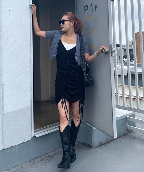 SHAGGIE（シャギー）の「3WAYダメージ加工レースアップニット（ニット/セーター・レディース・ブラック/ナチュラル/ネイビー・FREE）」の6枚目の写真