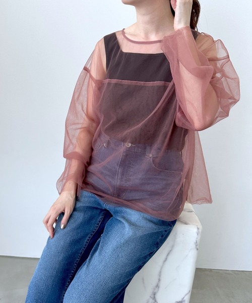 LEPSIM（レプシィム）の「チュール2SETプルオーバー　908506（Tシャツ/カットソー・レディース・オフホワイト/ブラック/ピンク・FREE）」の3枚目の写真