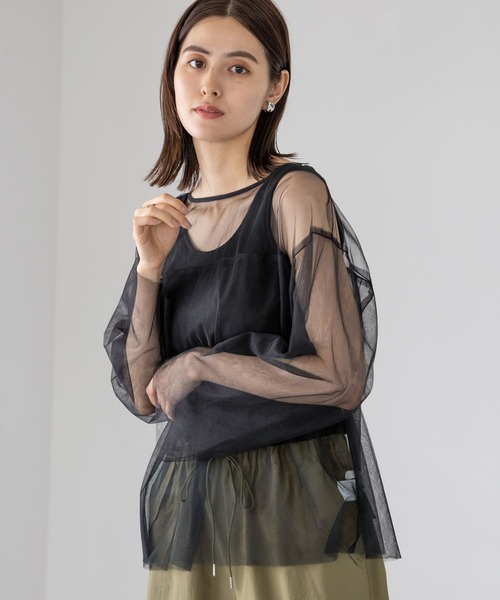 LEPSIM（レプシィム）の「チュール2SETプルオーバー　908506（Tシャツ/カットソー・レディース・オフホワイト/ブラック/ピンク・FREE）」の9枚目の写真