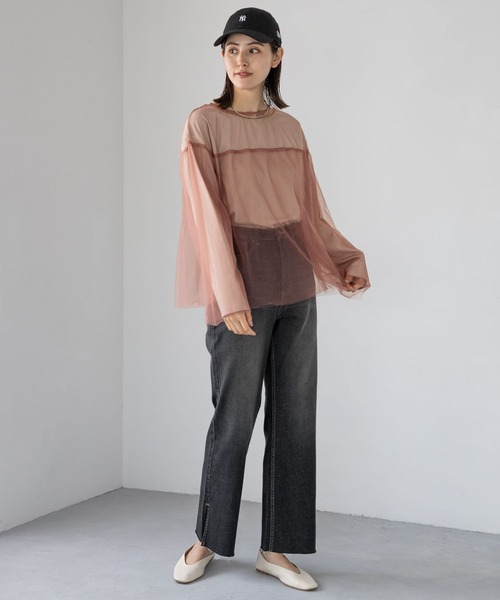 LEPSIM（レプシィム）の「チュール2SETプルオーバー　908506（Tシャツ/カットソー・レディース・オフホワイト/ブラック/ピンク・FREE）」の12枚目の写真