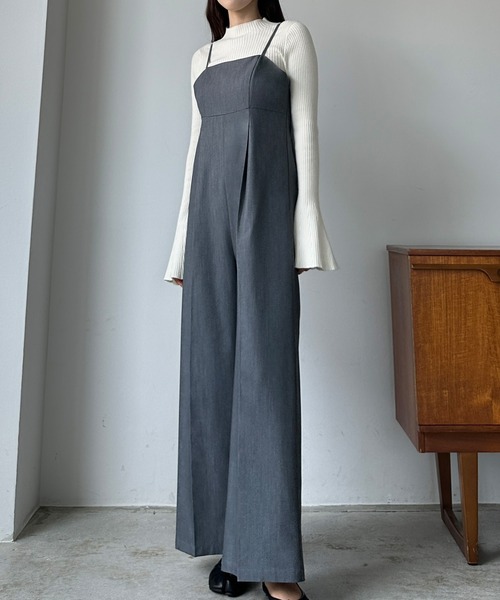 NOBLE　2024SS　ハイウエストサロペットパンツ　ベージュ38 NOBLE 2024SS ハイウエストサロペットパンツ ベージュ38