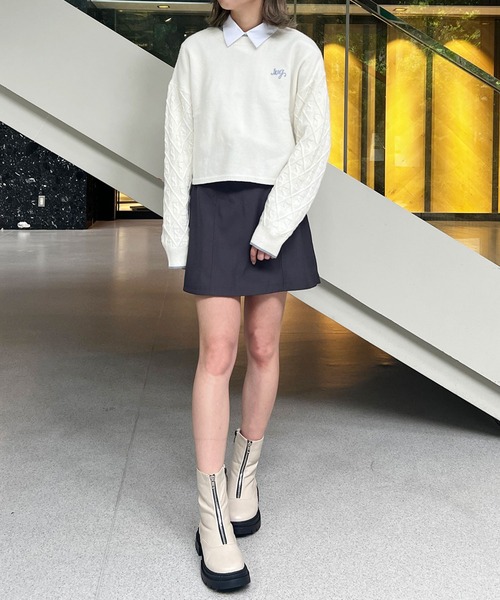 179/WG（イチナナキュウダブルジー）の「ダイヤ柄ニットプルオーバー（ニット/セーター・レディース・ベージュ/サックスブルー/オフホワイト・FREE）」の21枚目の写真