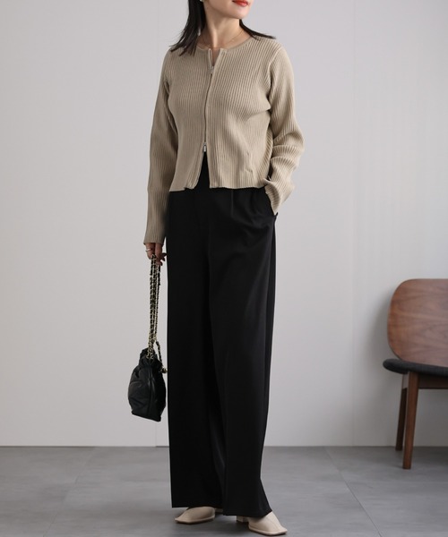 ap retro（アプレトロ）の「Wジップリブニットカーディガン（ニット/セーター・レディース・ブルー/チャコールグレー/ブラック/イエロー/グレイッシュベージュ/イエロー系その他/アイボリー/ブルー系その他・FREE）」の22枚目の写真