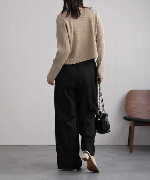 ap retro（アプレトロ）の「Wジップリブニットカーディガン（ニット/セーター・レディース・ブルー/チャコールグレー/ブラック/イエロー/グレイッシュベージュ/イエロー系その他/アイボリー/ブルー系その他・FREE）」の9枚目の写真