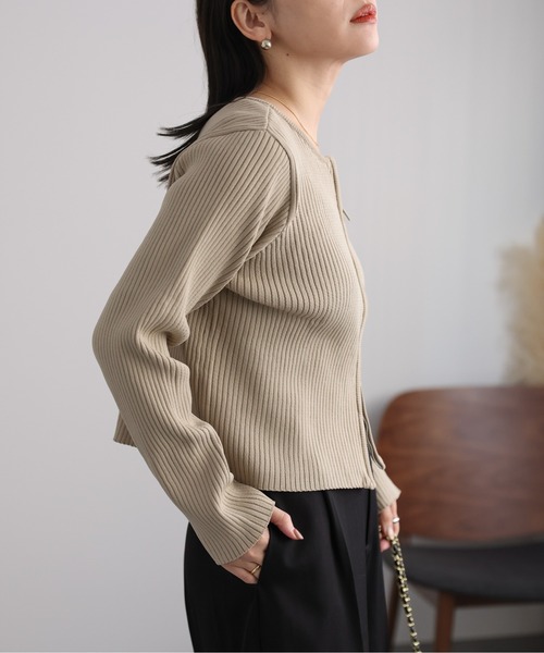 ap retro（アプレトロ）の「Wジップリブニットカーディガン（ニット/セーター・レディース・ブルー/チャコールグレー/ブラック/イエロー/グレイッシュベージュ/イエロー系その他/アイボリー/ブルー系その他・FREE）」の21枚目の写真