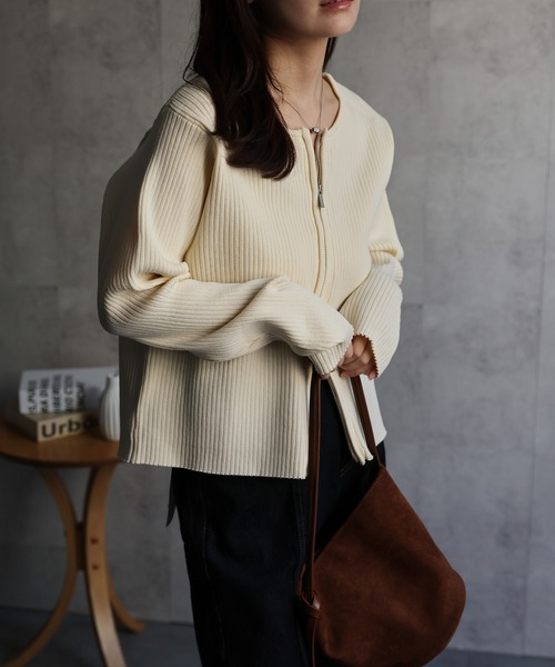 セール】Wジップリブニットカーディガン（ニット/セーター）｜ap retro