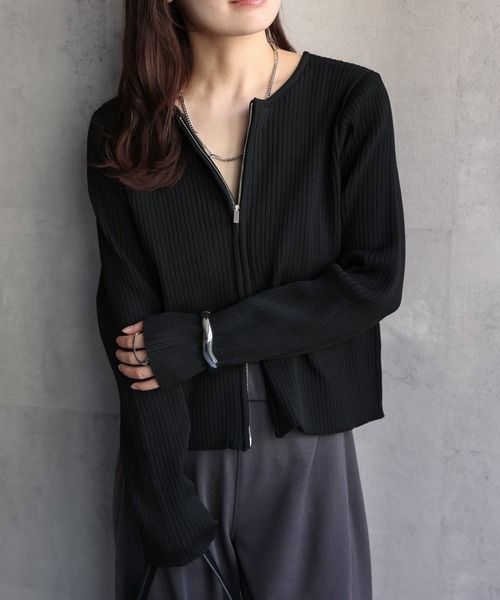 セール】Wジップリブニットカーディガン（ニット/セーター）｜ap retro