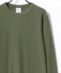 Champion/チャンピオン コットンUSA ワッフル 無地 ロゴ ワンポイント刺繍 ロングスリーブTシャツ