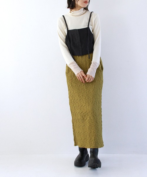 Crisp（クリスプ）の「フロントジップキャミトップス（キャミソール・レディース・ブラック/アイボリー/ベージュ・FREE）」の14枚目の写真