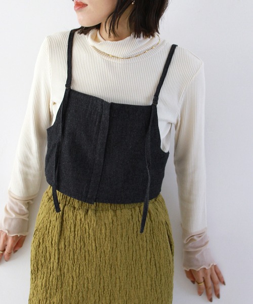 Crisp（クリスプ）の「フロントジップキャミトップス（キャミソール・レディース・ブラック/アイボリー/ベージュ・FREE）」の19枚目の写真