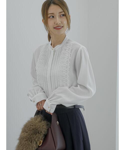 Te chichi(テチチ)の「金釦フロントレースブラウス(シャツ/ブラウス・レディース・チャコールグレー/オフホワイト/ベージュ・F)」の8枚目の写真