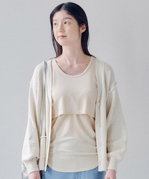 フェリシモMama | Ｍｏｒｅｄｄｅ　見せインナーなのに授乳ができる　胸チラしにくいカップ付きテレコリブタンクトップ(マタニティウェア/グッズ)