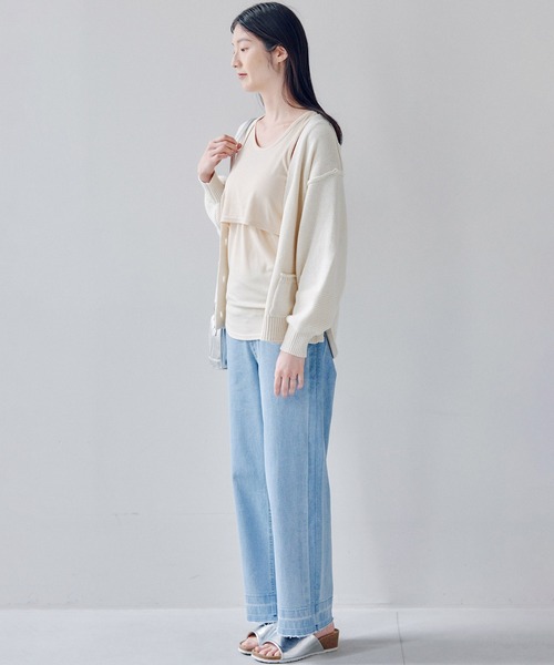 フェリシモMama(フェリシモママ)の「Moredde 見せインナーなのに授乳ができる 胸チラしにくいカップ付きテレコリブタンクトップ(マタニティウェア/グッズ・レディース・ホワイト/ブラック・MEDIUM/LARGE/X-LARGE)」の4枚目の写真