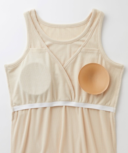 フェリシモMama(フェリシモママ)の「Moredde 見せインナーなのに授乳ができる 胸チラしにくいカップ付きテレコリブタンクトップ(マタニティウェア/グッズ・レディース・ホワイト/ブラック・MEDIUM/LARGE/X-LARGE)」の16枚目の写真