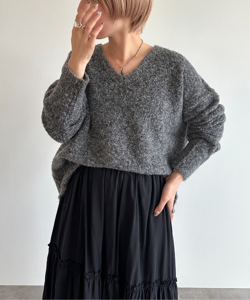 apres jour mignon(アプレジュールミニョン)の「起毛Vニットプルオーバー【ZOZOTOWN限定アイテム】(ニット/セーター・レディース・チャコールグレー/アイボリー/ネイビー・X-LARGE/フリー)」の18枚目の写真
