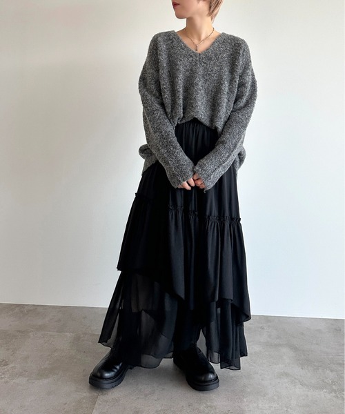 apres jour mignon(アプレジュールミニョン)の「起毛Vニットプルオーバー【ZOZOTOWN限定アイテム】(ニット/セーター・レディース・チャコールグレー/アイボリー/ネイビー・X-LARGE/フリー)」の21枚目の写真