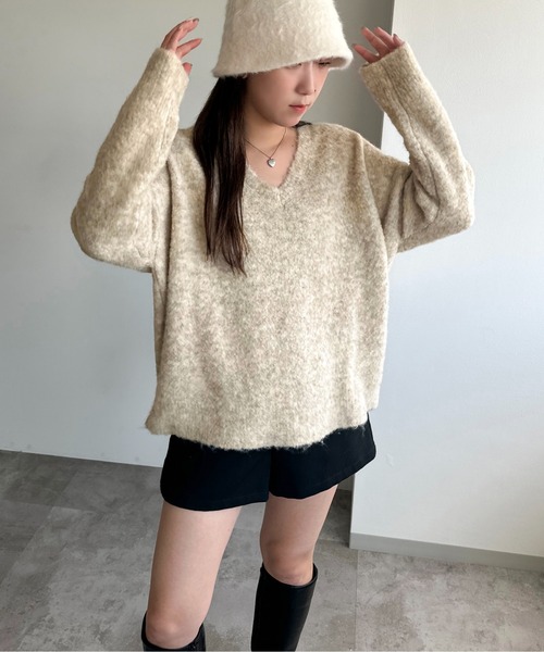 apres jour mignon(アプレジュールミニョン)の「起毛Vニットプルオーバー【ZOZOTOWN限定アイテム】(ニット/セーター・レディース・チャコールグレー/アイボリー/ネイビー・X-LARGE/フリー)」の12枚目の写真