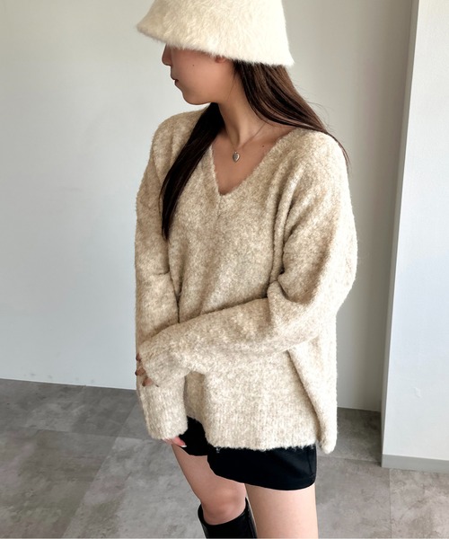apres jour mignon(アプレジュールミニョン)の「起毛Vニットプルオーバー【ZOZOTOWN限定アイテム】(ニット/セーター・レディース・チャコールグレー/アイボリー/ネイビー・X-LARGE/フリー)」の13枚目の写真