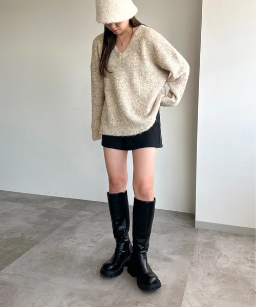 apres jour mignon(アプレジュールミニョン)の「起毛Vニットプルオーバー【ZOZOTOWN限定アイテム】(ニット/セーター・レディース・チャコールグレー/アイボリー/ネイビー・X-LARGE/フリー)」の15枚目の写真