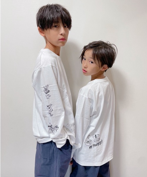 ムラサキスポーツ by RiY（ムラサキスポーツバイアールアイワイ）の「OP/オーピー キッズ ロンT DTEE 583073（Tシャツ/カットソー・キッズ・ホワイト/ブラック・120cm/150cm/110cm/160cm/100cm/140cm/130cm）」の2枚目の写真