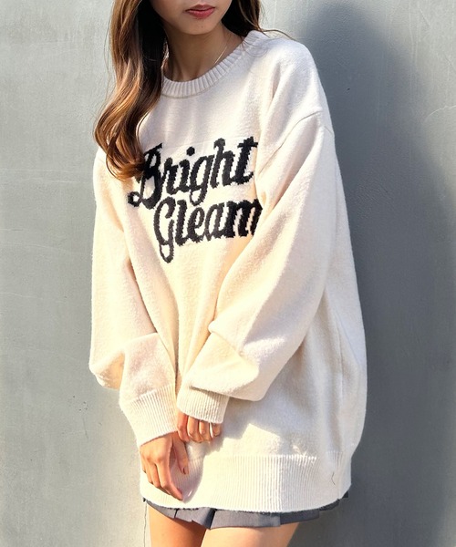 INGNI（イング）の「ロゴチュニックニット（ニット/セーター・レディース・ホワイト×ブラック/ブルーグレー/ブラック×ホワイト・M）」の2枚目の写真