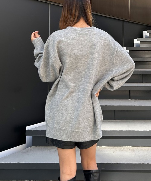 INGNI（イング）の「ロゴチュニックニット（ニット/セーター・レディース・ホワイト×ブラック/ブルーグレー/ブラック×ホワイト・M）」の5枚目の写真