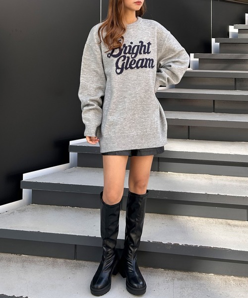 INGNI（イング）の「ロゴチュニックニット（ニット/セーター・レディース・ホワイト×ブラック/ブルーグレー/ブラック×ホワイト・M）」の6枚目の写真