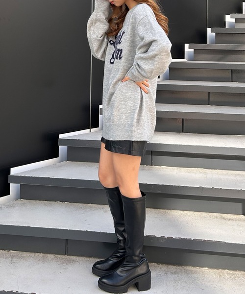 INGNI（イング）の「ロゴチュニックニット（ニット/セーター・レディース・ホワイト×ブラック/ブルーグレー/ブラック×ホワイト・M）」の8枚目の写真