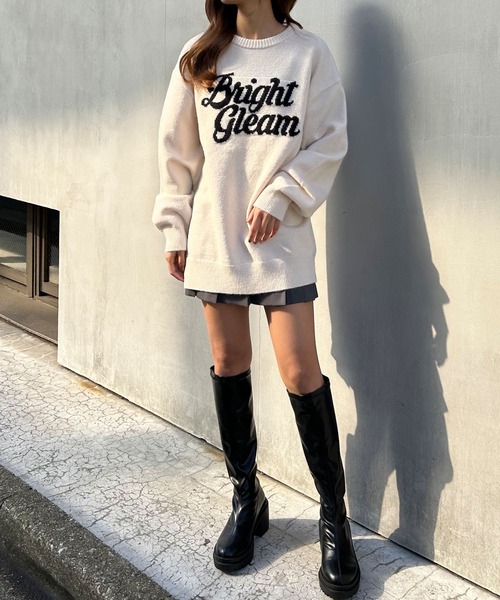 INGNI（イング）の「ロゴチュニックニット（ニット/セーター・レディース・ホワイト×ブラック/ブルーグレー/ブラック×ホワイト・M）」の16枚目の写真