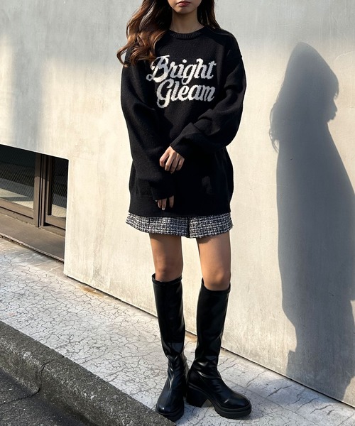 INGNI（イング）の「ロゴチュニックニット（ニット/セーター・レディース・ホワイト×ブラック/ブルーグレー/ブラック×ホワイト・M）」の12枚目の写真