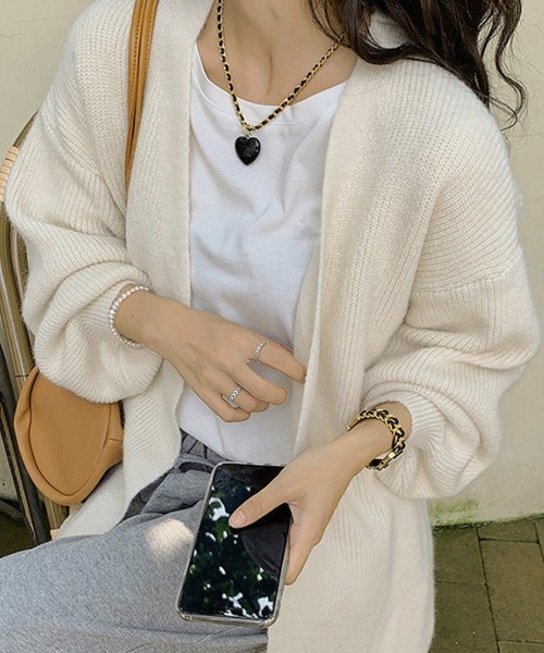 Miniministore（ミニミニストア）の「ニットカーディガン レディース 秋 韓国（カーディガン/ボレロ・レディース・アイボリー/ブラック/ダークグレー/ベージュ/レッド/ブルー・フリー）」の14枚目の写真